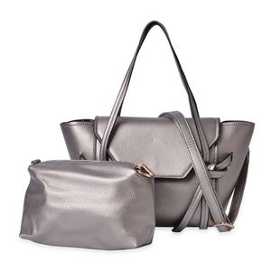 Metallic Faux Leather Tote Bag & Cross Body Bag